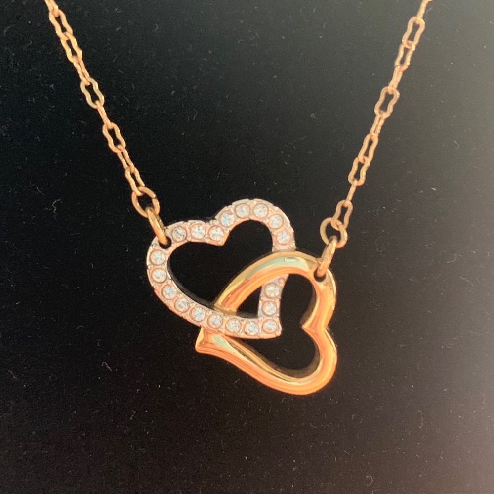YELLOW GOLD COLOR DOUBLE HEART NECKLACE